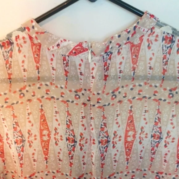 Tulle Cream and Pink Sleeveless Blouse, L - Picture 6 of 6